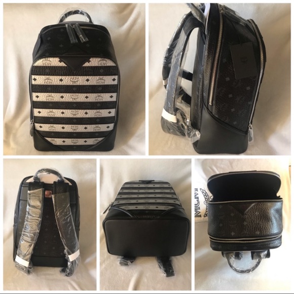 NWT MCM Large Leather Logo Backpack - Picture 8 of 16